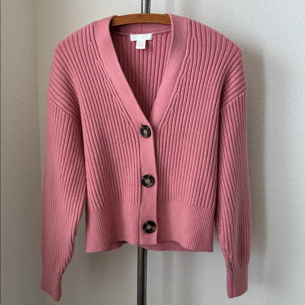 H&M sz XSpink cardigan rib knit sweater grandpa cabincore cottagecore softgirl